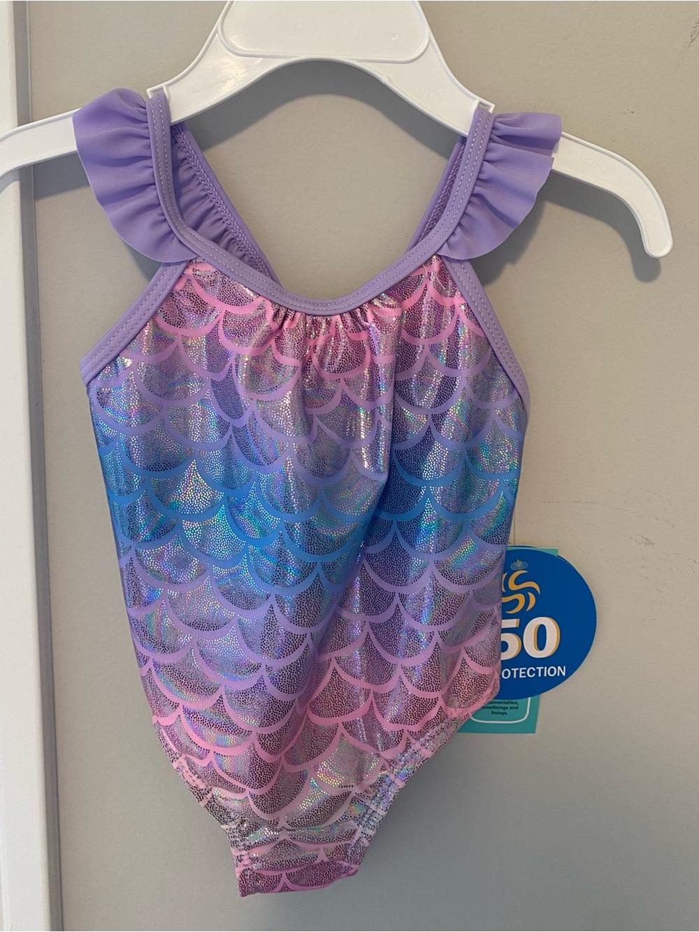 Sol Borne Purple Lavender Gradient Mermaid-Scale Girls One-Piece Swimsuit